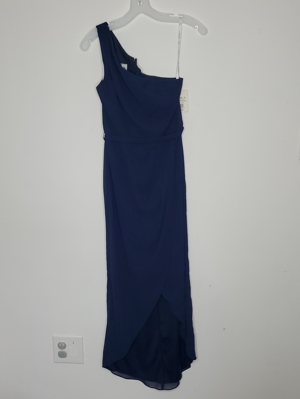 Davids Bridal Sleeveless Navy One-Shoulder Evening Dress Size 4